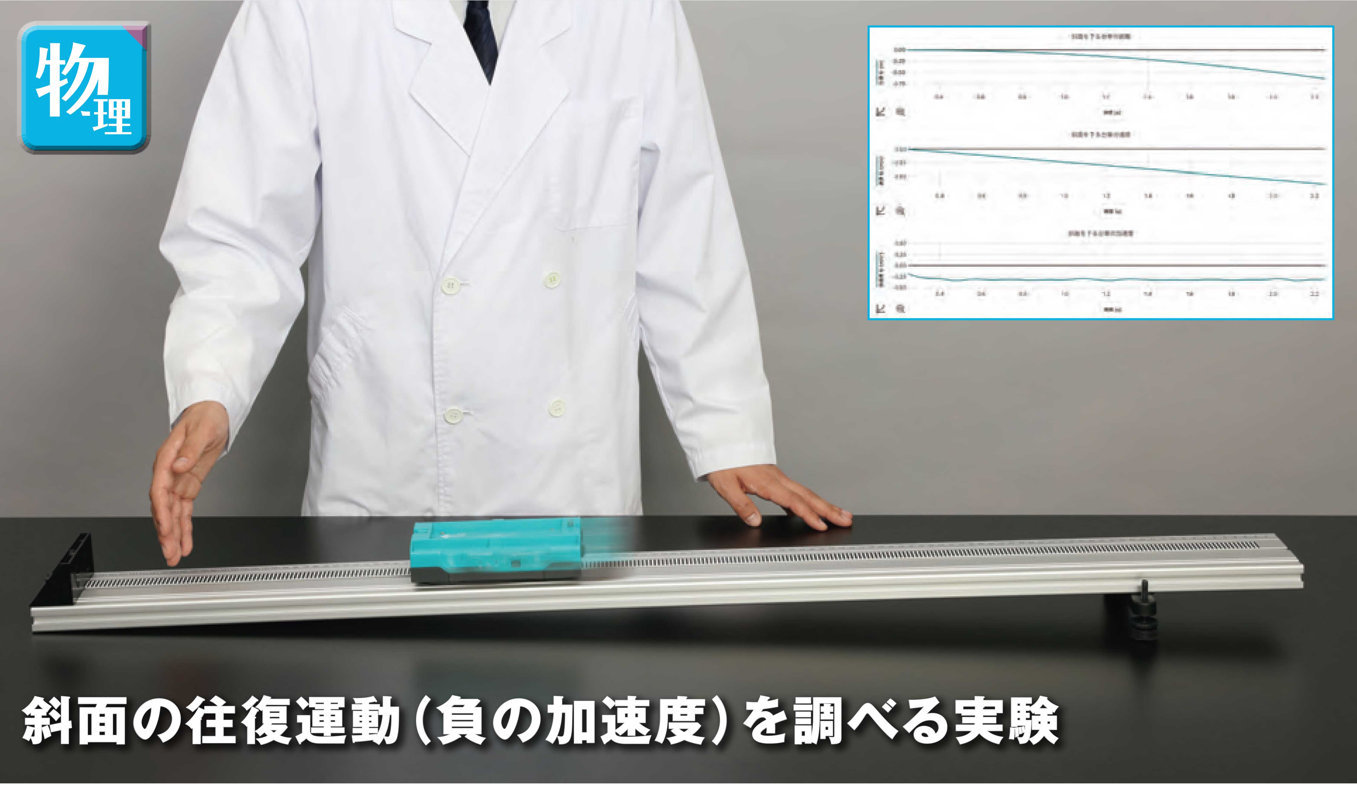 斜面の往復運動（負の加速度）を調べる実験